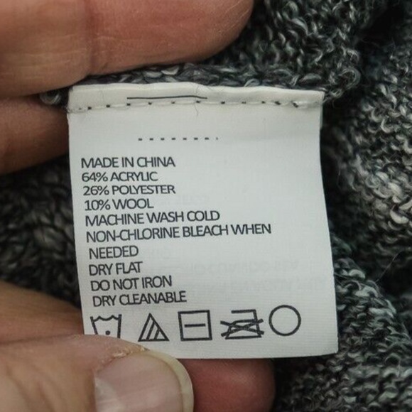 Prana Size XS Julien Gray V Neck Split Open Back Long Sleeve Wool Blend Sweater - Picture 6 of 7